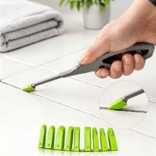 1 set Raspador de esquina adhesivo de vidrio, herramienta de relleno de juntas, raspador de sellador multiángulo, raspador, raspador de eliminación, kit de lechada, baño, cocina, azulejo cerámico, espacio en el piso - A - Ver 2