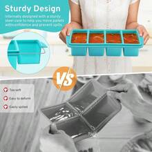 Silicone Tray With Lid, 1-Cup And 2-Cup Trays, Mold Tray With Cover, Silicone Food Storage Container For Meal Prep, Freezing Sauces, Broths, Leftovers, Soups, Stews, Portioning, Ice Making, Dishwasher , Great For Christmas, Halloween, Easter, Thanksgiving Gifts. Keywords: Ice Cubes, Ice Trays, Ice Molds, New Year, Home Goods, Kitchen, Personalized Gifts. - Nhiều màu - Xem 3