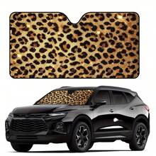 1pc Leopard Print Car Front Windshield Sunshade, Leopard Pattern, UV Protection, Fashion Design, Easy Installation, Foldable For Convenient Storage, Keeps Car Interior Cool, Suitable For Sedan, SUV And Truck, Perfect For Summer Travel - A - View 1