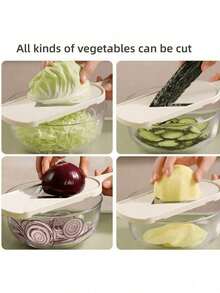 Manual Cabbage Slicer - Includes Cleaning Brush, Vegetable Slicer And Grater, Stainless Steel Blades, Suitable For Slicing Cabbage, Leafy Greens, Cucumber, Onion, Carrot, Potato And Other Fruits And Vegetables, Making Salads. This Tool Combines Cabbage Slicer, Peeler, Shredder And Kitchen Gadget, Making It An Ideal Gift For Housewives And Chefs, And A Must-Have Choice. - Multicolor - View 7