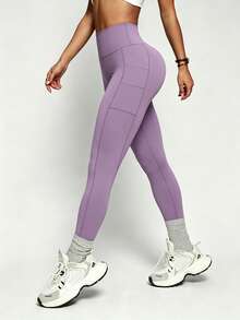 Women Leggings - Violet Purple - View 5