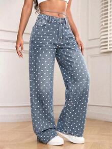 PETITE Pantalones vaqueros de pierna ancha de unicolor, versátiles y casuales con bolsillo - Lavado ligero - Ver 6