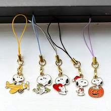 5件組 Snoopy 動漫鑰匙圈手機鍊 鑰匙掛繩 書包裝飾 可愛包包鑰匙鍊飾品，送給朋友的小禮物，生日禮物 - 5pcs - 查看 7