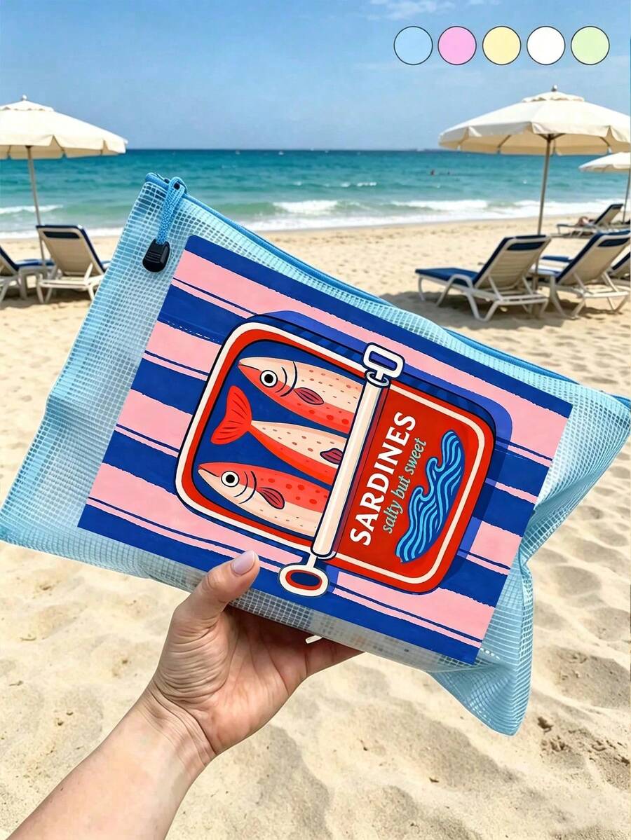 防水時尚可愛魚紋海灘包,海洋主題大容量透明化妝包,尼龍拉鍊輕量防曬收納包,多功能收納包,適合游泳、海灘、潛水和夏季度假,學生返校,送給朋友、家人、閨蜜、同學的禮物,獨特的生日禮物、節日禮物、派對禮物、母親節禮物、度假禮物、教師節禮物、返校禮物,母親節、畢業季、返校季、教師節、復活節、聖誕節的完美選擇 - 彩色 - 查看 1