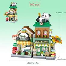 Librería Panda, Aguas Termales Capibara, Panadería Osito, Floristería Conejito, Alrededor de 600 piezas Bloques de Construcción Educativos Decoración, Regalo de Actividad, Regalo para Adolescentes, Regalo para Niños y Niñas, Regalo de Juguete - Multicolor - Ver 4