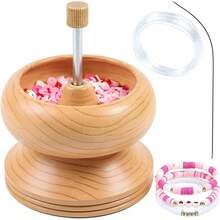 SHOP LC DELIVERING JOY Seed Bead Spinner Jewelry Making Kit - Clay Bead Spinner With Big Eye Beading Needle & 3 Meter Wire - Necklace Bracelet Maker Wooden - Birthday Gifts - Pinewood - Bead Spinner With Multicolor Border - View 3