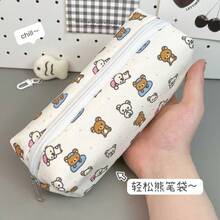 San-X Rilakkuma Tempat Pensil Kanvas Kartun Beruang Santai Baru, Tas Penyimpanan Alat Tulis Siswa yang Lucu, Kapasitas Besar, dan Sangat Menarik - MultiWarna - View 4