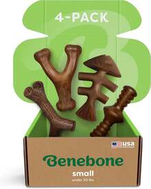 Benebone Medium 4-Pack Dog Toys Aggressive Chewers – Durable Dog, Made In USA – Dog Toys Medium Dogs Under 60 Lbs E29G - Fishbone/Wishbone - View 9