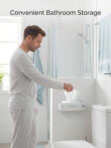 White Magnetic Paper Towel Holder: Strong Magnetic Adsorption On Metal Surfaces, No Drilling Required And No Damage To Walls, Suitable For Kitchen Refrigerator Side, Bathroom Sink, Bedroom And More, Bottom Opening For Easy Access - Multicolor - View 5