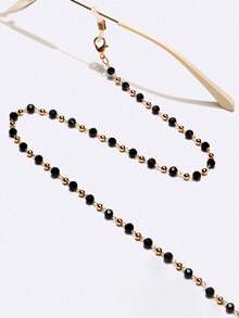 1pc Bohemian Black Crystal Metal Eyeglasses Chain - Black and White - View 5