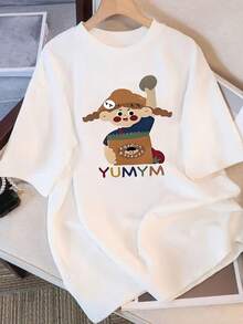 Primavera Grafica.1pac.100%Cotton.Women'S Short-Sleeve T-Shirt With Unique Design And Print, New Loose-Fitting Summer Style For 2025, Flattering Top For.Versatile.Classic - White - View 1