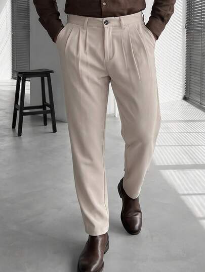 glestore Men's Vintage-Style Solid-Color Loose-Fit Trousers: Versatile, Loose-Fit Pants Suitable For Commuting, Leisure, And Vacations All Year Round