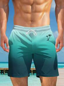 Men's Hawaiian Style 3D Print Casual Lightweight Beach Shorts - Quick Dry, Drawstring Waist, Perfect Choice For Summer Outings - Baby Blue - View 6