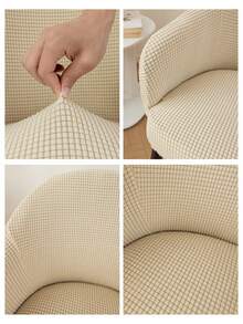 1件玉米皮紋理小單人沙發套，家居用品，四季通用沙發套，全沙發套，防塵套，適用於臥室和書房，聖誕裝飾用品 - 米黃 - 查看 5