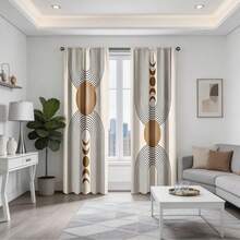 2PCS,Modern Geometric - Style Printed Curtains. Rod - Pocket Design. Suitable For Bedrooms, Living Rooms, Studies, Studios, Etc. Quality Decorations For Enhancing Spatial Texture,Protecting Privacy, Suitable For All Seasons - Multicolor - View 10