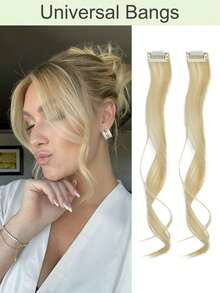2pcs Long Side Bangs Set, Wavy Curly Clip-On Bangs, Women Wavy Curly Clip-On Curtain Bangs - Multicolor - View 14
