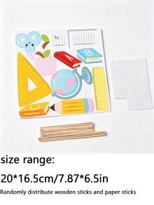11pcs/2sets 22pcs Cute Cartoon Back To School Cupcake Decorations - School Opening/Graduation Ceremony Cake Toppers With Ruler, Pencil, Apple Patterns Suitable For Graduation Ceremony, Welcome Back To School Party Supplies - Back-to-school Cupcake Inserts - View 3