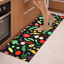 1pc, Home Decor, Cartoon Vegetable Pattern Printed Floor Mat, Diatom Mud Kitchen Rug, Kitchen Mat, Floor Mat, Easy To Clean, Printed Rectangular, Suitable For Living Room, Bedroom, Hallway, Bathroom, Laundry Room - Polyester Rug, Suitable For Indoor And Outdoor Home Decor - Multicolor - View 1