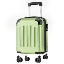 YONSLY 16 Inch Suitcase With Detachable Wheels 360° Combination Lock Double Zipper Soft Rubber Handle Trolley Travel Suitcase For Vacation - 果綠 - 查看 1