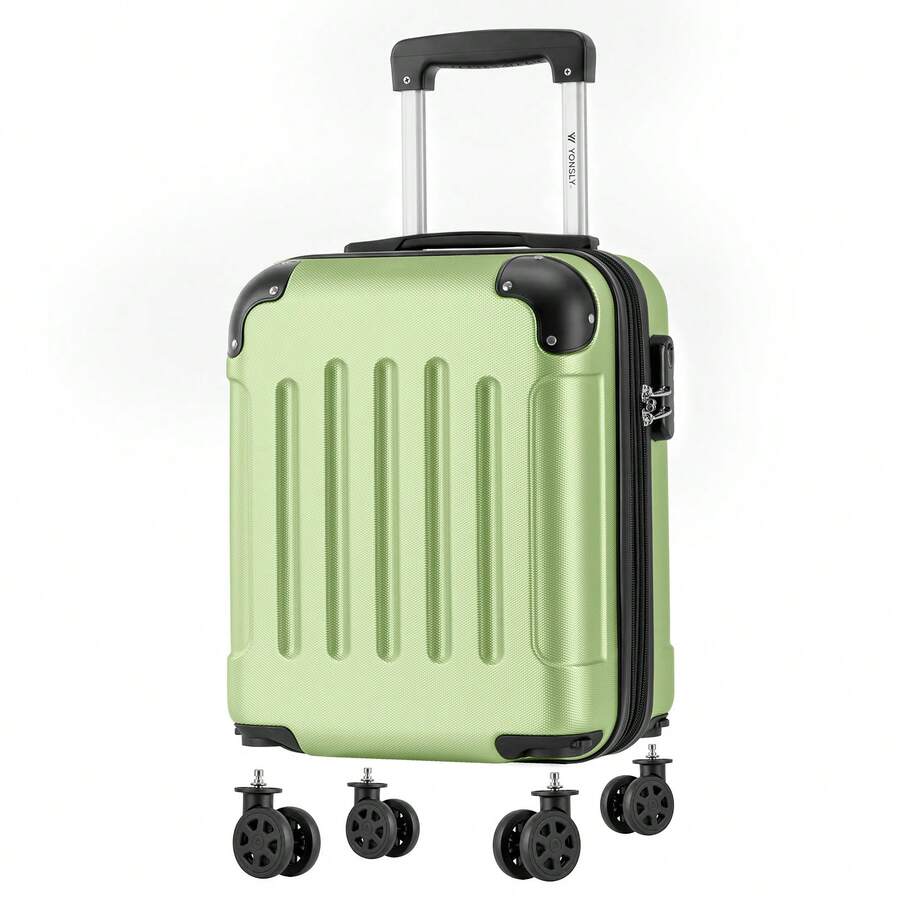 YONSLY 16 Inch Suitcase With Detachable Wheels 360° Combination Lock Double Zipper Soft Rubber Handle Trolley Travel Suitcase For Vacation - 果綠 - 查看 1