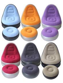Foldable Inflatable Sofa Bed With Footstool, Portable Slouchy Lounge Chair, Suitable For Camping, Home, Garden - Footstool Inflatable Sofa - View 2