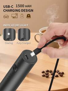 CLITON 可充電式手持牛奶起泡器，電動飲料攪拌機配 3 個可更換攪拌頭和 3 段可調速度，便攜式牛奶起泡器，適用於拿鐵、卡布奇諾、熱巧克力、打蛋和蛋白奶昔，家用廚房迷你電動攪拌機 - 彩色 - 查看 3