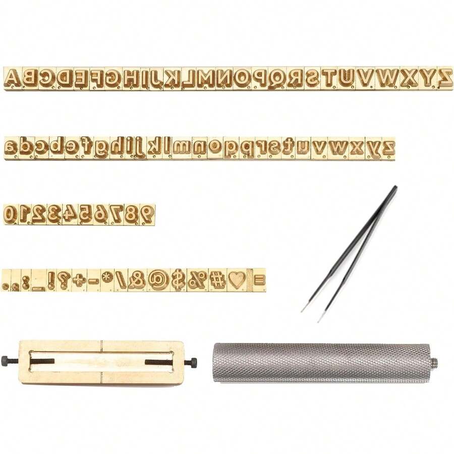 WUTA Brass Stamping Tools Flexible Letters Numbers Alphabets Characters Molds Leather Jewelry Metal Stamping Tools Hot Foil Stamping (Copper Set 83pcs) - B組符號 18件 - 查看 1