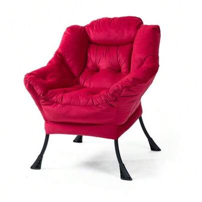 Reclining Armchair, Comfortable Armchair With Metal Frame And Side Pocket, Simple Style, Ideal For Bedroom, Living Room And Balcony