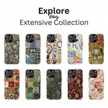 [24h Shipping From DE]Apple 17 16e 15 14 13 12 Pro Max PlusElegant Peacock Floral Embroidered PRINT Phone Case: Bird Art  Cover MagSafe   Galaxy  23 24 25 26 - Frosted Texture - View 3