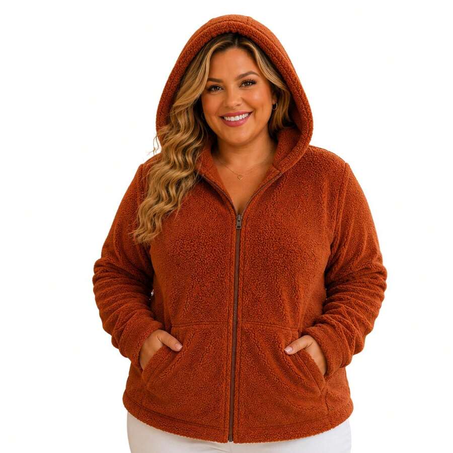 Plush Teddy Coat With A Soft Touch And Perfect Comfort For Cold Winter Days! 12925.C1 - 鏽棕色 - 查看 1