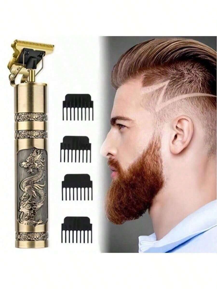 máquina de cortar cabelo máquina de barbear barbeador eletrico masculino aparador de pelos Designer Elétrico Profissional - bronze - Visão 1