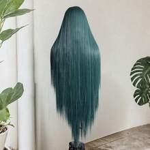 42 Inch Extra Long Deep Green U-Part Lace Front Wig, Straight Synthetic Lace Front Wig - Pre-Plucked Natural Hairline, Heat Resistant, Suitable For Cosplay And Daily Wear (Deep Green), Halloween - Multicolor - View 15