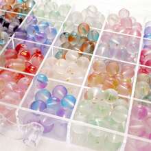 100/200pcs 8mm Frosted Gold Foil Round Glass Beads With Straight Hole, Spacer Beads For Jewelry Making, Handmade DIY Bracelets, Necklaces, Earrings Accessories - Multicolor - View 8
