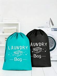 Extra Large Drawstring Travel Laundry Bag, Durable, For Dirty Clothes Storage, Easy To Install, Travel Essential, 4 Colors Available, Transparent Pattern, Drawstring Closure, Made Of High-Quality Tear-Resistant Polyester Fabric - Multicolor - View 3