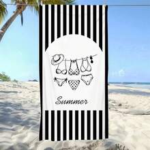 1pc Ultra Soft Line Summer Pattern Beach Towel, Suitable For Beach, Pool Party, Vacation - Beach & Pool Accessories - Style5 - View 5