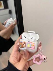 Cute Cartoon Music Ice Cream Bear Style Earphone Protective Case, Compatible With Apple Earphones Anti-Fall Protective Case, Applicable To Bluetooth Apple Earphone Case Anti-Scratch Anti-Fall Protective Case, Cute Earphone Case, Ideal Gift For Friends And Birthday - Musical Bear [Transparent] + Pendant - View 6