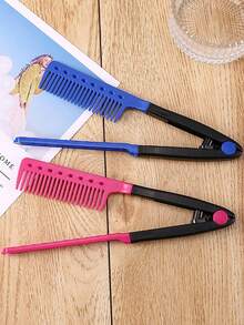 1pc V-Shaped Clip Hair Comb, Home Hair Styling Comb, Straightening Comb, Hair Styling Tool For Grooming And Trimming, Plastic Detangling Styling Comb, Smooth Hair Bangs Portable Travel Folding Multi-Function Hair Comb Pocket Comb - Multicolor - View 10