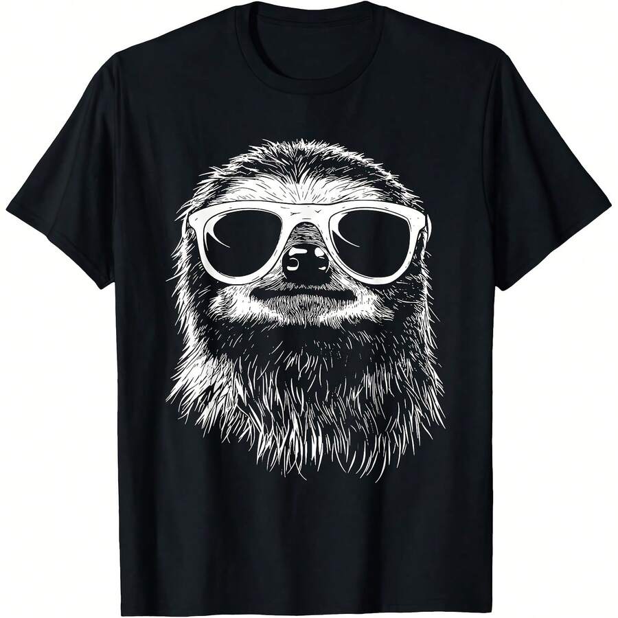 Funny Sloth Sunglasses T-Shirt - Black - View 1