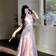 Phantom Purple Ryuun New Chinese Improved National Style Dark Pattern Printed Clothing Cheongsam Ryuko Tulle Skirt - Purple - View 3