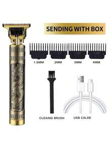 máquina de cortar cabelo máquina de barbear barbeador eletrico masculino aparador de pelos Designer Elétrico Profissional - bronze - Visão 4