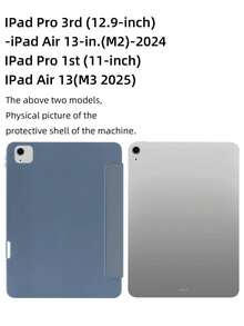 1件純色右側筆槽三折平板保護殼 煙紫色，適用於 iPad Mini6/Mini7/Air/Air2/9.7/10.2/10.5/Air4/Air5/10.9/Pro 11"/10th Gen/ Air 11-In.(M2)-2024/ Pro11-In.(M4)-2024/Air 11-Inch (M3) 2025，不含筆，三折支架，內置筆槽，TPU軟邊，全方位防摔耐磨，蜂巢散熱，自動休眠/喚醒，簡約輕便可折疊平板保護殼，筆槽版 - 燻衣紫 - 查看 8