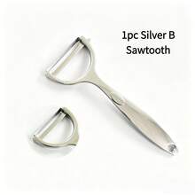 Pelador de acero inoxidable para cocina del hogar, cuchillo multiusos para pelar, herramienta para pelar patatas, manzanas, pepinos - Plateado - Ver 15