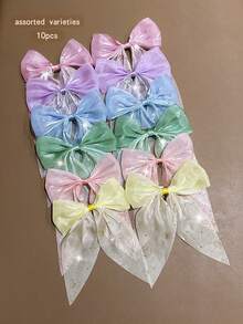 10pcs Random Color Bowknot Hair Clips, Sweet Style Hair Accessories For Daily Use,Hair Slide,Claw Clips - Multicolor - View 2