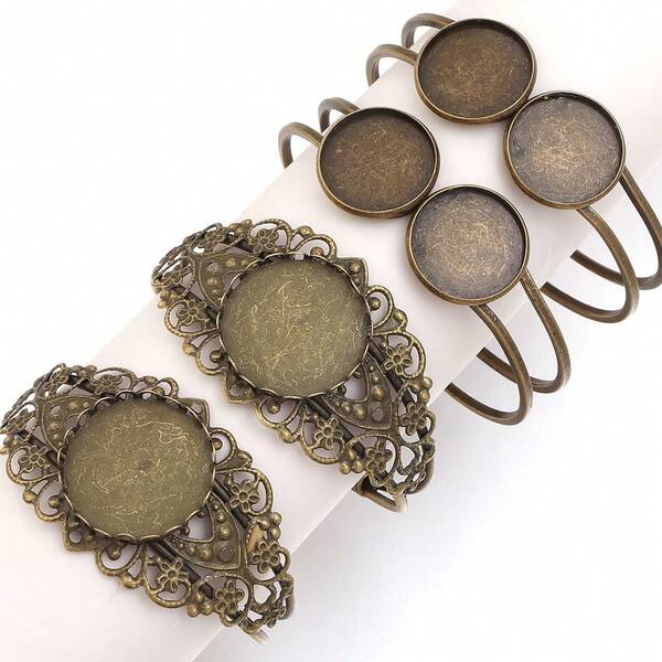 1pc/Pack Iron Vintage Green Bracelet Base, European And American Fashion Women Bracelet Gem Base, DIY Jewelry Making Accessory