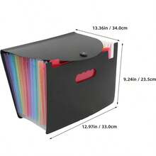 1pc Accordion File Folder, 25 Expandable Pockets Document Organizer, Portable File Bag With Blank Labels, Suitable For Home Office School Supplies - Rainbow Flap Accordion Bag - View 3