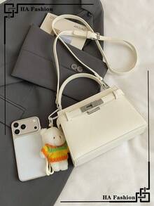 1pc 2026 New Fashion Women Handbag, Minimalist Shoulder Bag, Small Square Crossbody Bag - White - View 4
