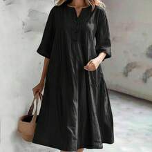 Women Midi Dresses - Black - View 1