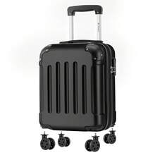 YONSLY 16 Inch Suitcase With Detachable Wheels 360° Combination Lock Double Zipper Soft Rubber Handle Trolley Travel Suitcase For Vacation - 黑色 - 查看 2