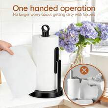 VITSCAN Heavy-Duty Stainless Steel Paper Towel Holder With Tension Arm – Easy One-Handed Tear, Modern Standing Countertop Dispenser For Kitchen, Holds All Paper Towel Rolls - Silver - View 4