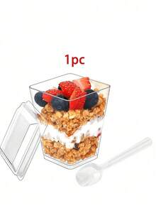 60 cái/20 bộ cốc nhựa đựng tráng miệng 5oz có nắp, cốc đựng parfait/khai vị có nắp, phù hợp cho tiệc, cốc tráng miệng mini kèm thìa, cốc tráng miệng, pudding, trái cây và kem, đồ dùng đám cưới - Nhiều màu - Xem 11